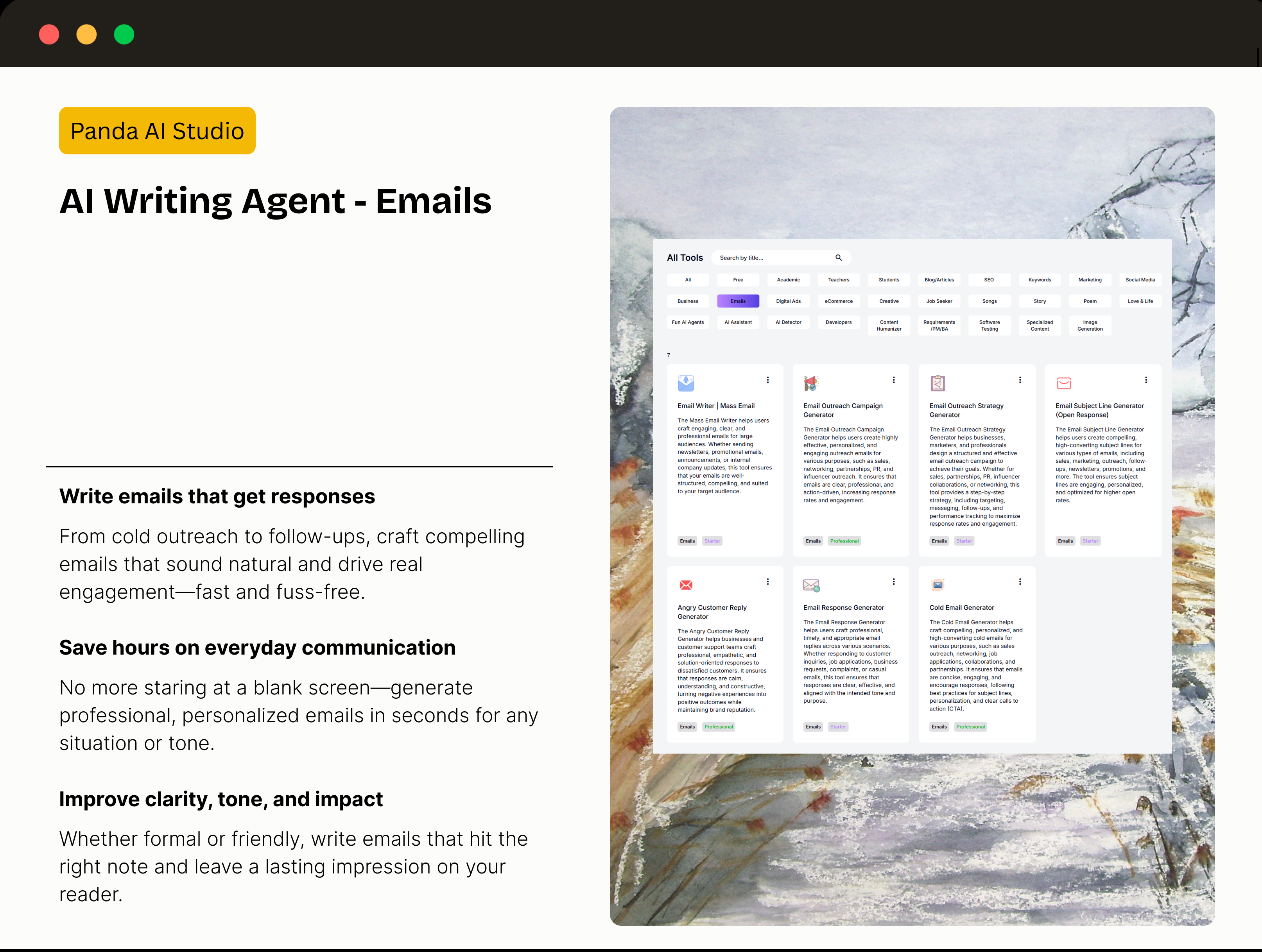 panda ai tab data emails