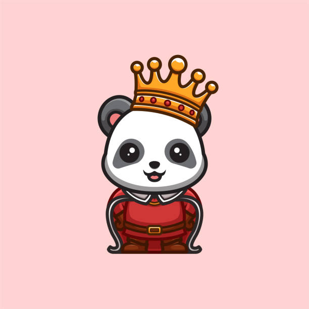 Panda King Cute Creative Kawaii Cartoon Mascot Logo